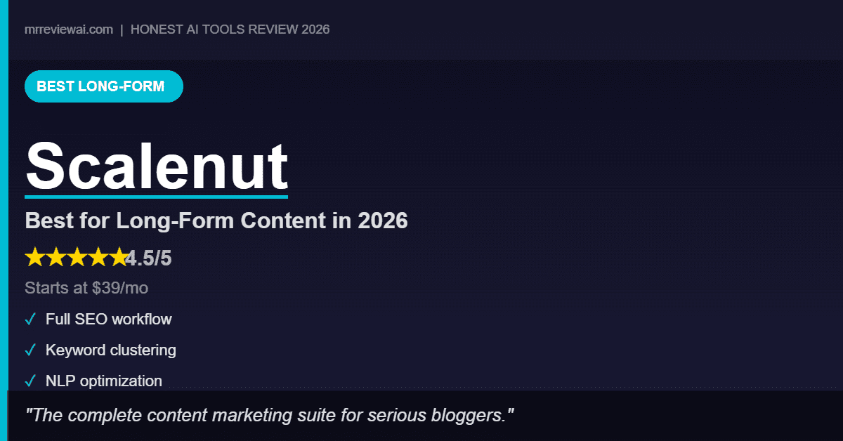 Scalenut Review 2026 – Best Long-Form Content AI Tool
