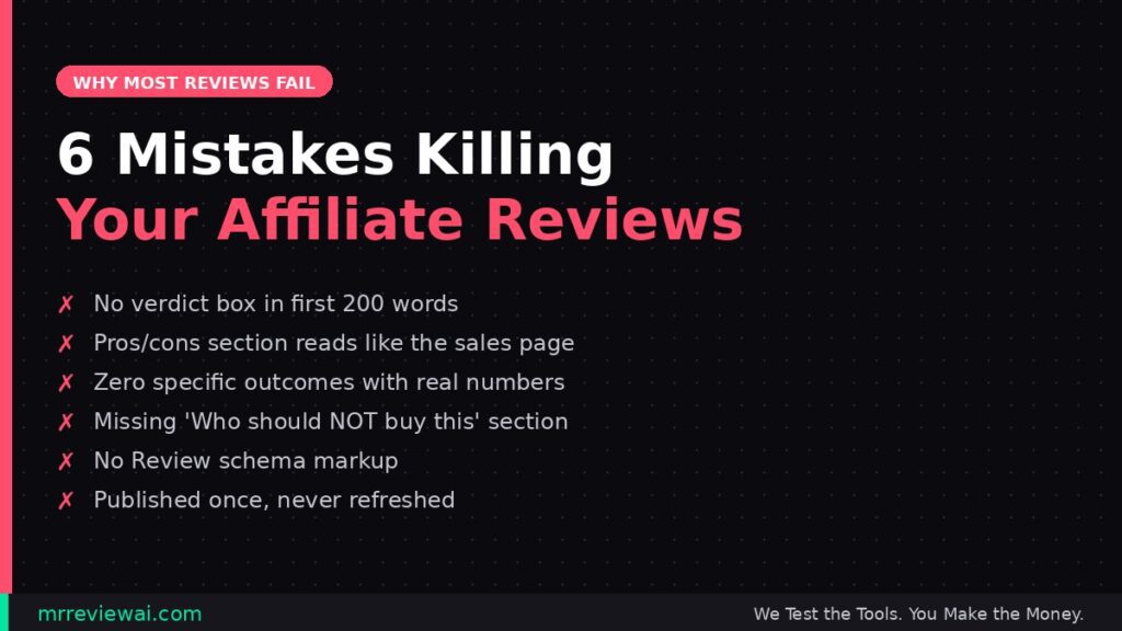 how to write a product review that ranks - 6 common mistakes that prevent affiliate reviews from ranking on Google in 2026