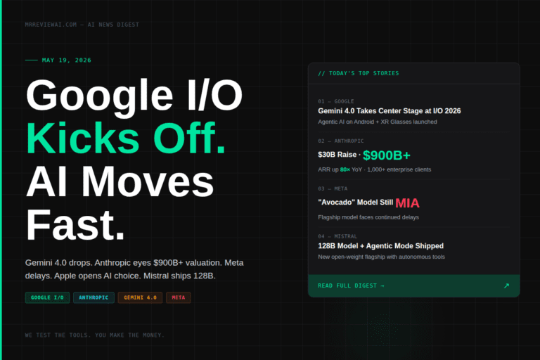 Google I/O 2026 AI News Digest — Gemini 4.0, Anthropic $900B, Meta delays