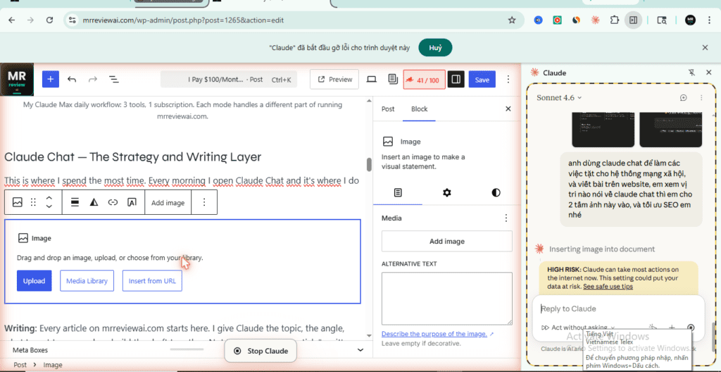 Claude in Chrome with Pinterest scheduling — 38 pins scheduled for mrreviewai.com using Claude Dispatch and Pinterest in 2026