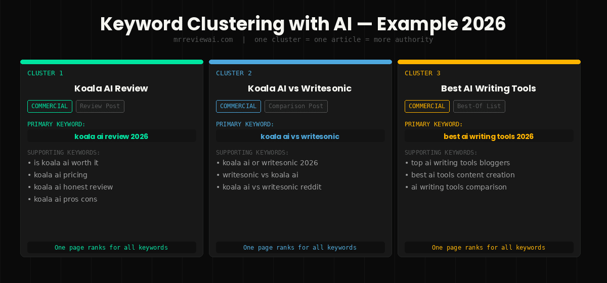keyword clustering with ai tools example 2026 bloggers