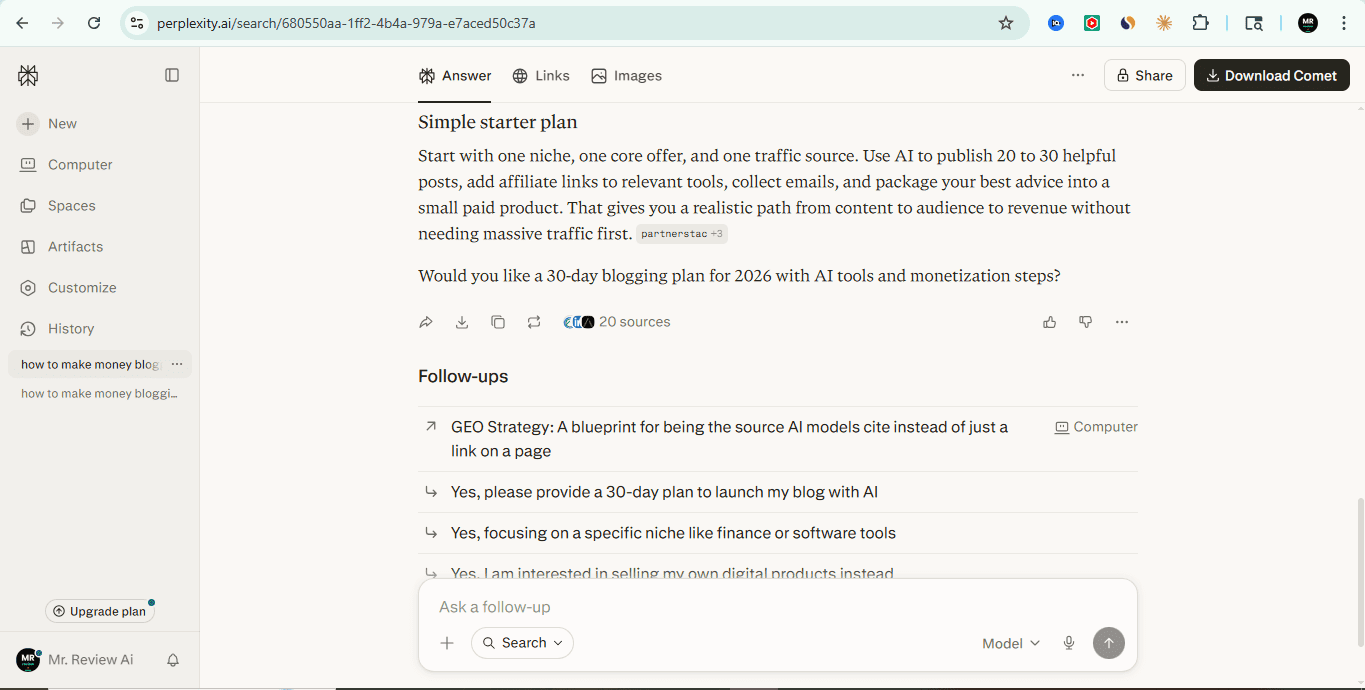 Perplexity AI search result - Simple starter plan complete with sources - part 5