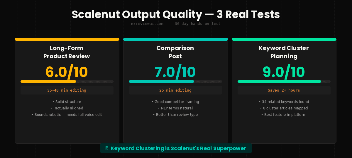 scalenut output quality test results 2026 review comparison post