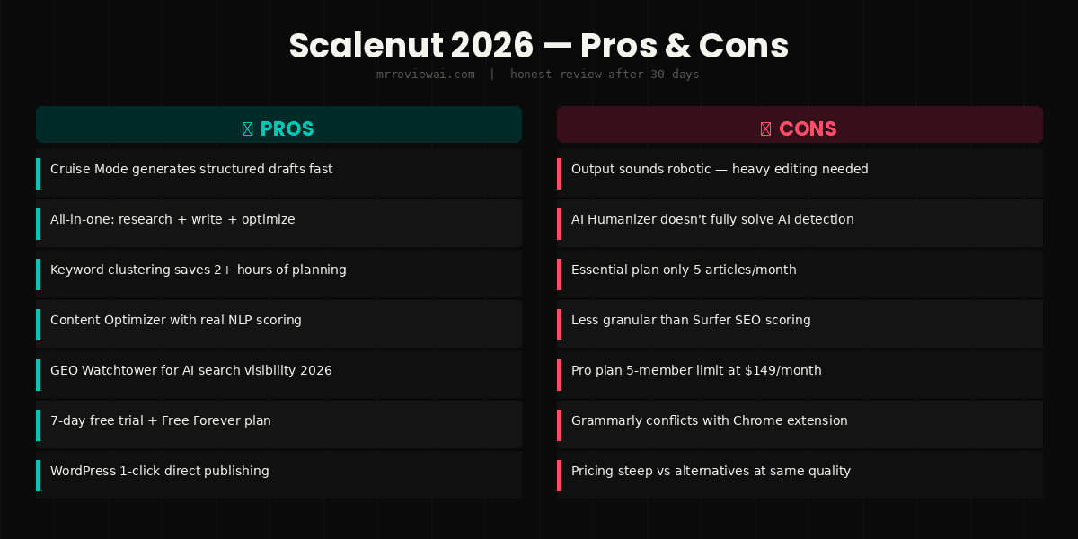 scalenut pros and cons 2026 honest review mrreviewai