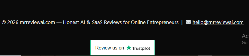 Trustpilot Review Collector widget live on mrreviewai.com footer - Free plan