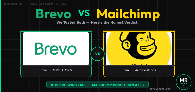 Brevo vs Mailchimp free plan 2026 comparison — Brevo wins free tier, Mailchimp wins templates
