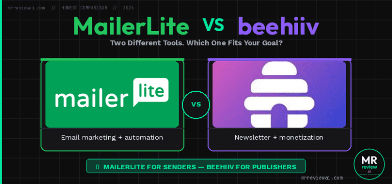 MailerLite vs beehiiv free plan 2026 comparison – email marketing vs newsletter platform