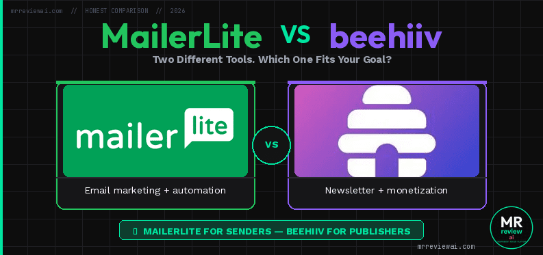 MailerLite vs beehiiv free plan 2026 comparison – email marketing vs newsletter platform